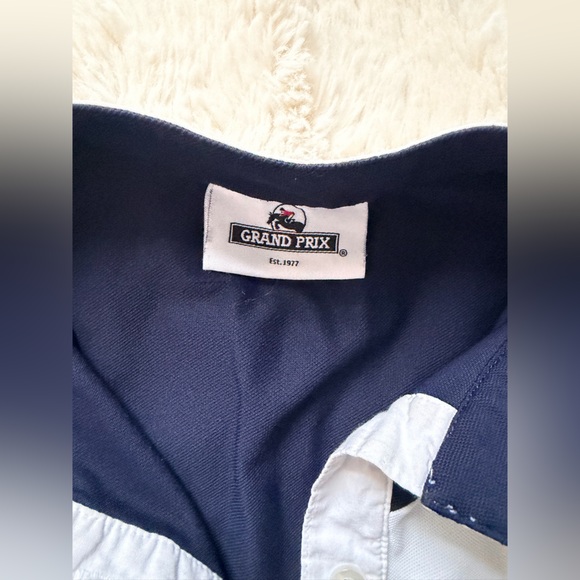 Grand Prix Navy and White Equestrian Polo Shirt - Picture 2 of 5
